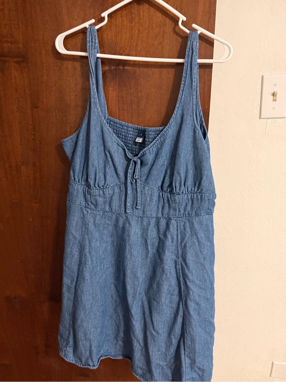 Old Navy Light Denim Blue Mini Dress with Tie Front